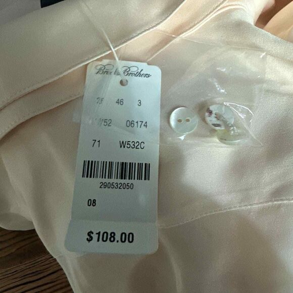 Brooks Brothers Stretch 93% Silk Light Pink Button Down Career Chic NWT Size 8 - Picture 4 of 4